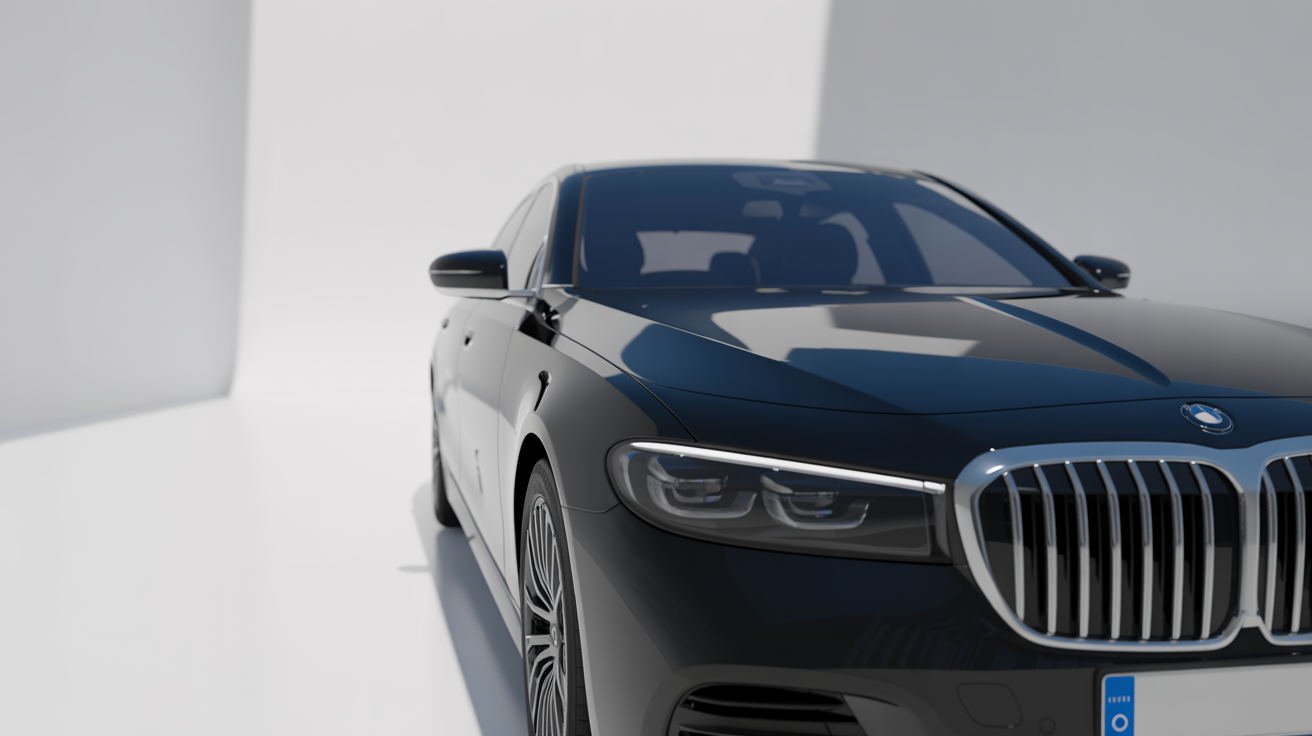 Auto premium de lujo negro en showroom profesional